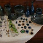 Thumbprint pendants $15
Blue and Green pottery $20-$45